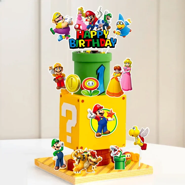 A Set Super Mario Bros Cake Topper Kawaii Anime Figure Cake Decoration Kids  Birthday Party Supply Gifts - AliExpress