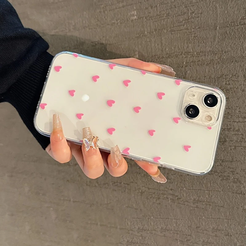 Pink Little Love Heart Shockproof Soft Phone Case Cover