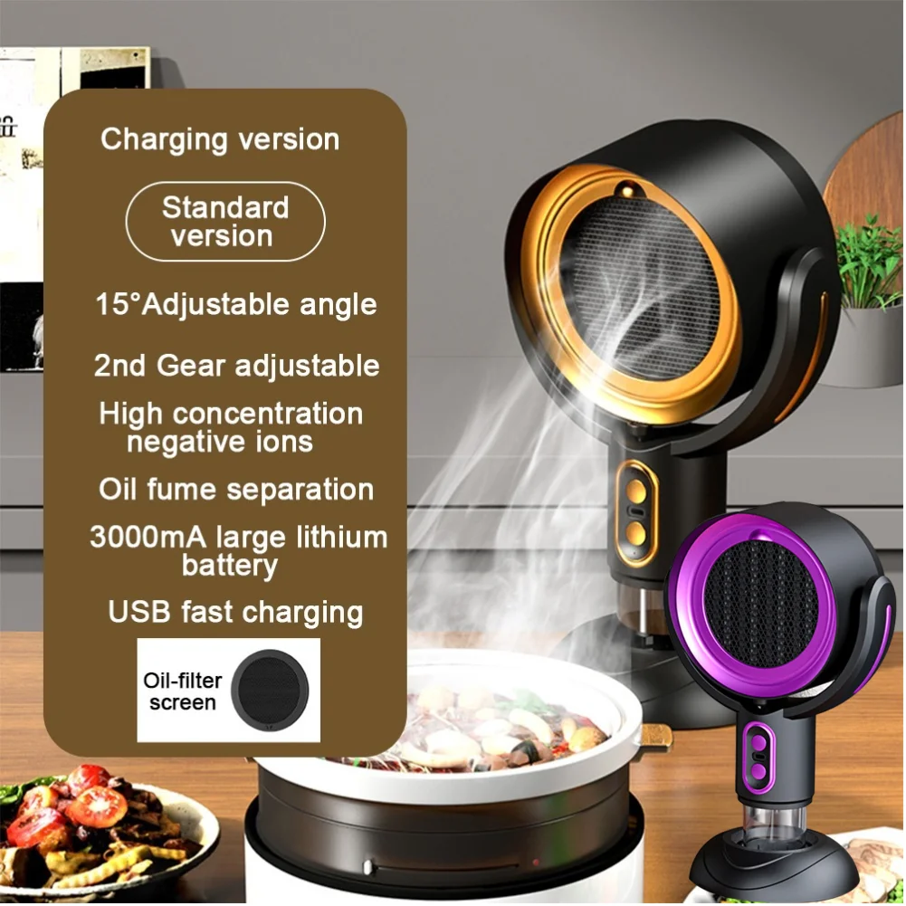Desktop Mini Range Hood Large Suction Extractor USB Charging Adjustable Angle for Camping Picnic