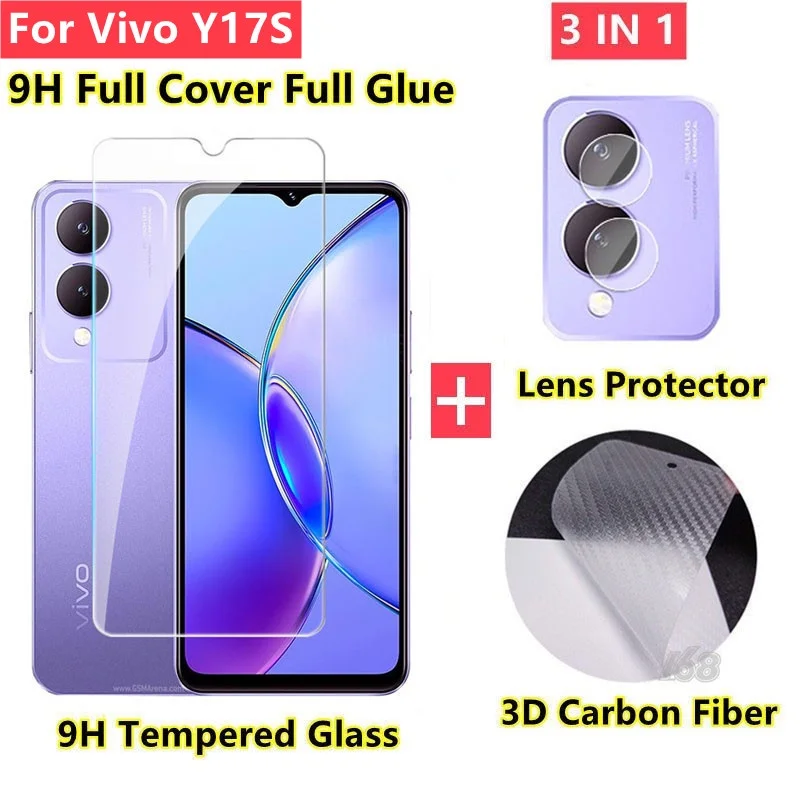 Vivo Y17S Tempered Glass Screen Protector Full coverage camera protector 3D  Carbon Fiber - AliExpress