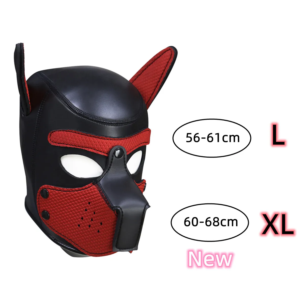 Maschera per cani con cappuccio fetish in neoprene per cosplay di cuccioli di grandi dimensioni, giocattoli sessuali con naselli staccabili_voghion.com