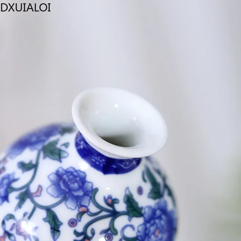 DXUIALOI Chinese antique mini applique small vase ceramic crafts living room desktop hydroponic vase home decoration 4