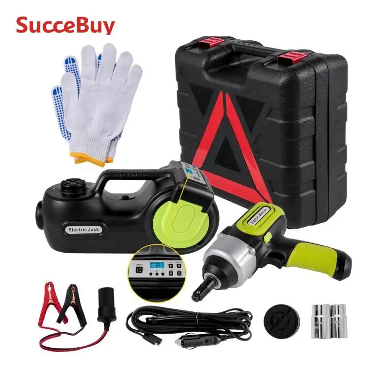 SucceBuy Electric Car Jack 5T Hydraulic Electric Floor with Impact Wrench
