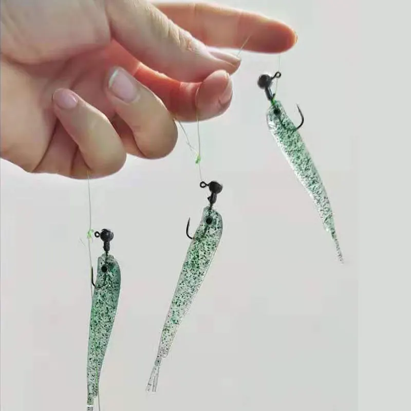 Señuelos De Pesca De Cola Rizada - Juego De 20 Unidades, 5 Cm/5.5 Cm, PVC Suave, Con Anzuelos De Cabeza Plantilla, Para Agua Dulce Y Salada