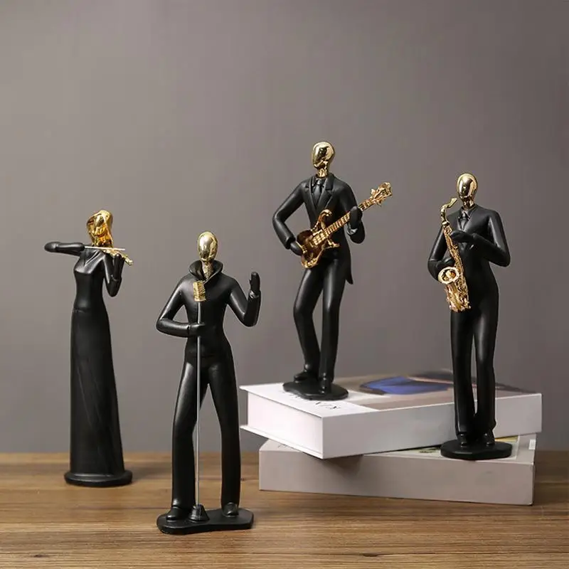

abstract Musician Sculpture Creative Resin Musical Band dance Character Figurines Retro Band Ornament for home cabinet Bar Decor