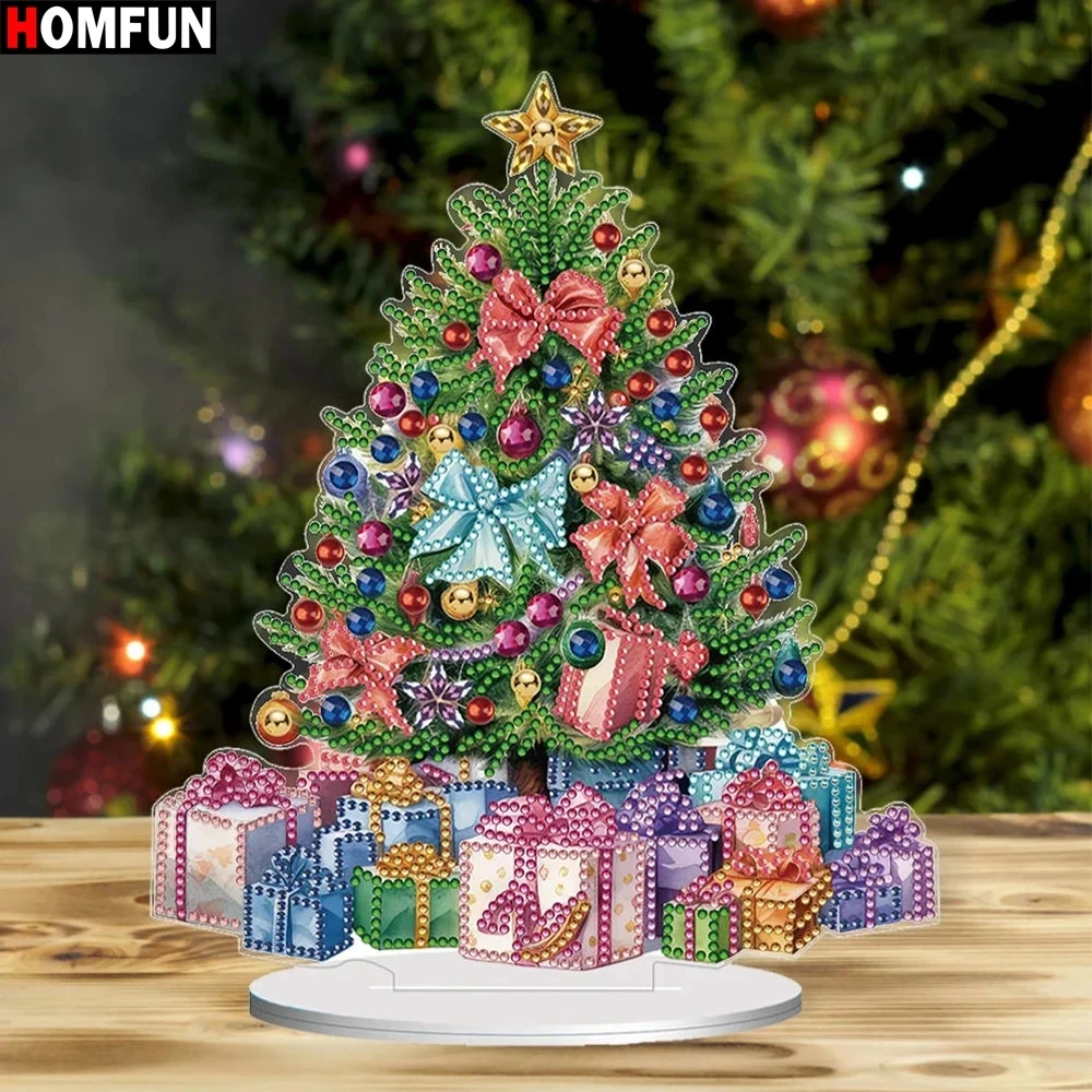 

Алмазная живопись HOMFUN 5D «сделай сам», специальная форма, настольное украшение, Рождественская елка, вышивка Стразы, настольный декор, подарок