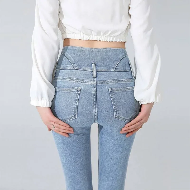 

High Waist Slim Fit Pencil Jeans 2023 Fall New Stretch Skinny Small Leg Jeans Athleisure Cropped Pants Autumn Fashion Clothing