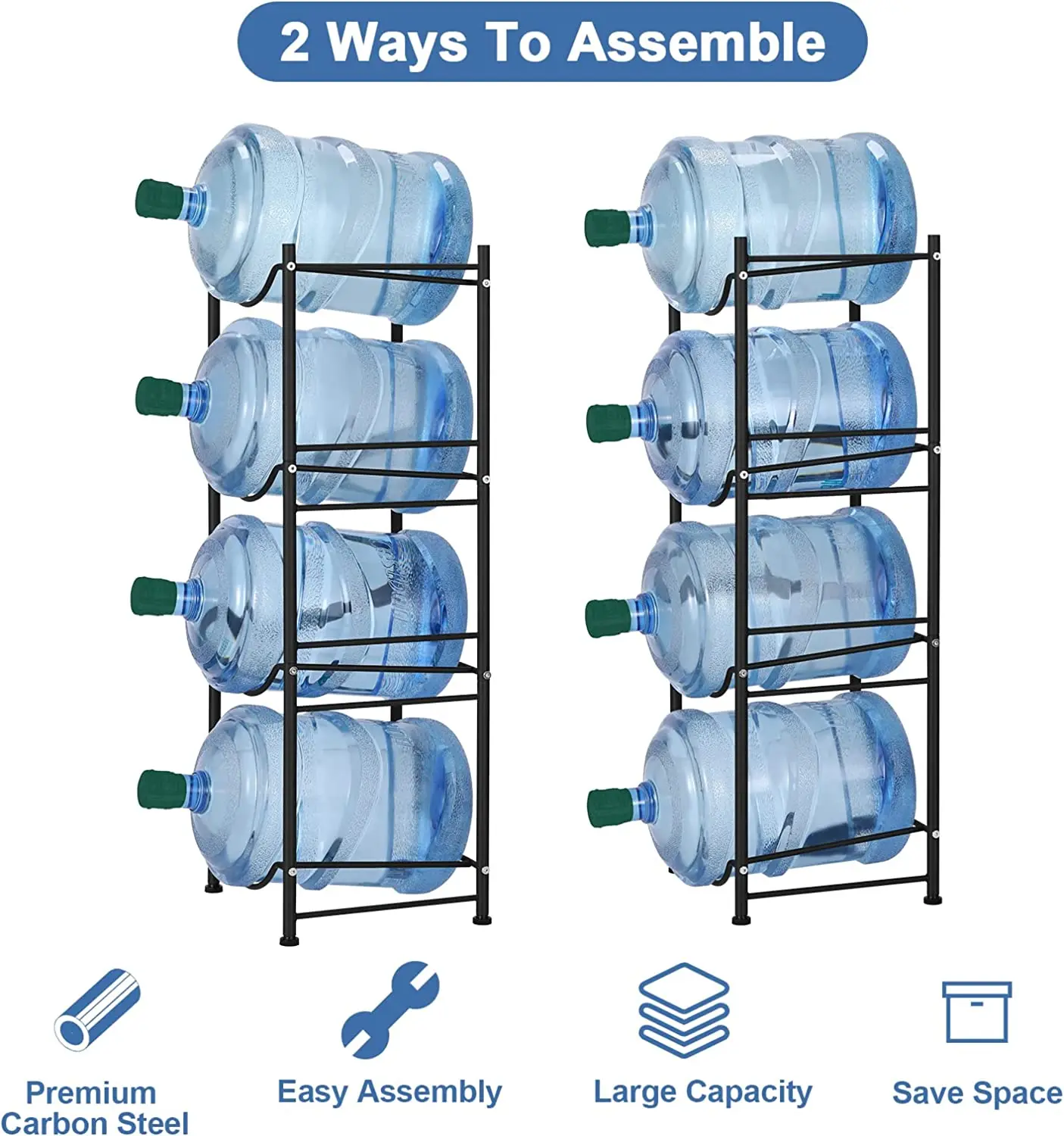 4 Tier Heavy Duty Water Cooler Jug Storage Rack 5 Gallon Water Bottle Jug Holder storage rack plastic storage rack