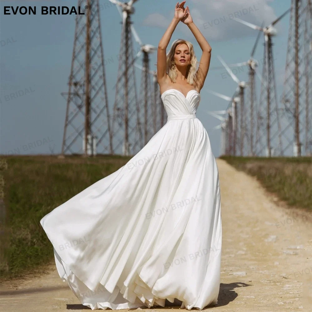

EVON Simple Strapless Sleeveless A-Line Wedding Dresses For Women 2024 Pleat Backless Elegant Bridal Gown Vestido De Novia