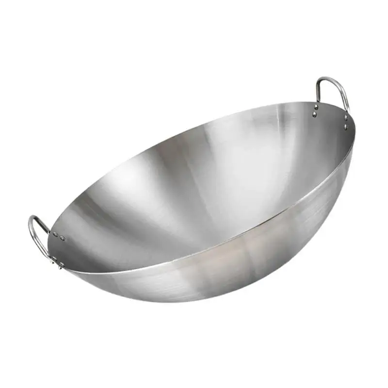 Stainless Steel Wok Round Bottom Wok Capacity Saute Pan - 32Cm