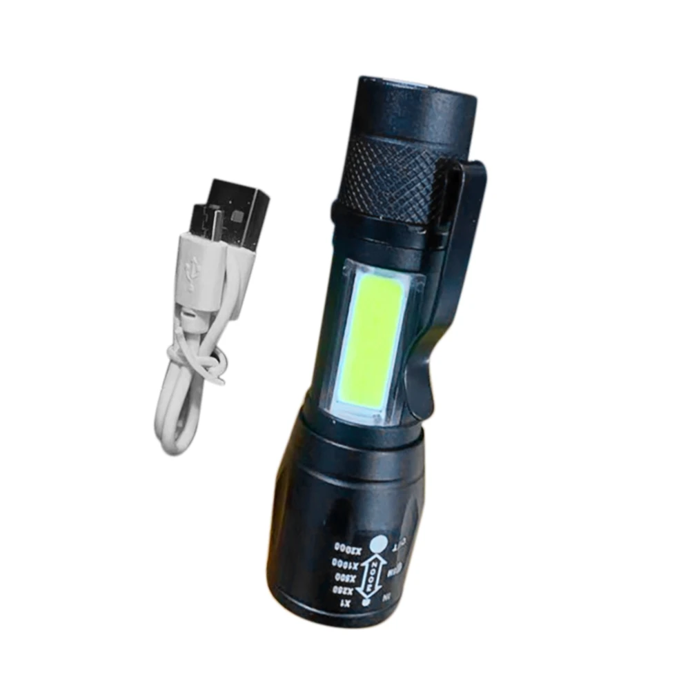 

LED FLASHLIGHT RECHARGEABLE WATERPROOF USB CHARGE Outdoor Camping and Mountaineering on Foot COB Strong Light E
