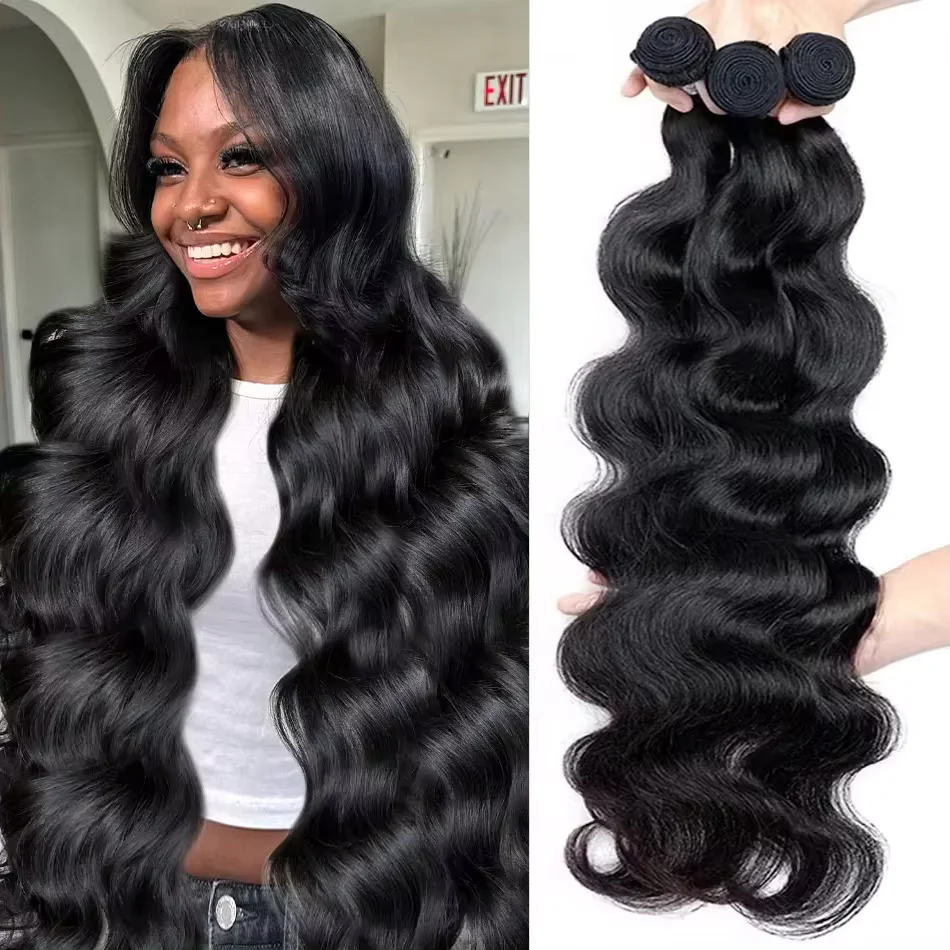 4 Bundles 30 36 Inch Body Wave Deals Weft Brazilian Water Wave ExtensionsRaw Virgin Unprocessed Human Hair