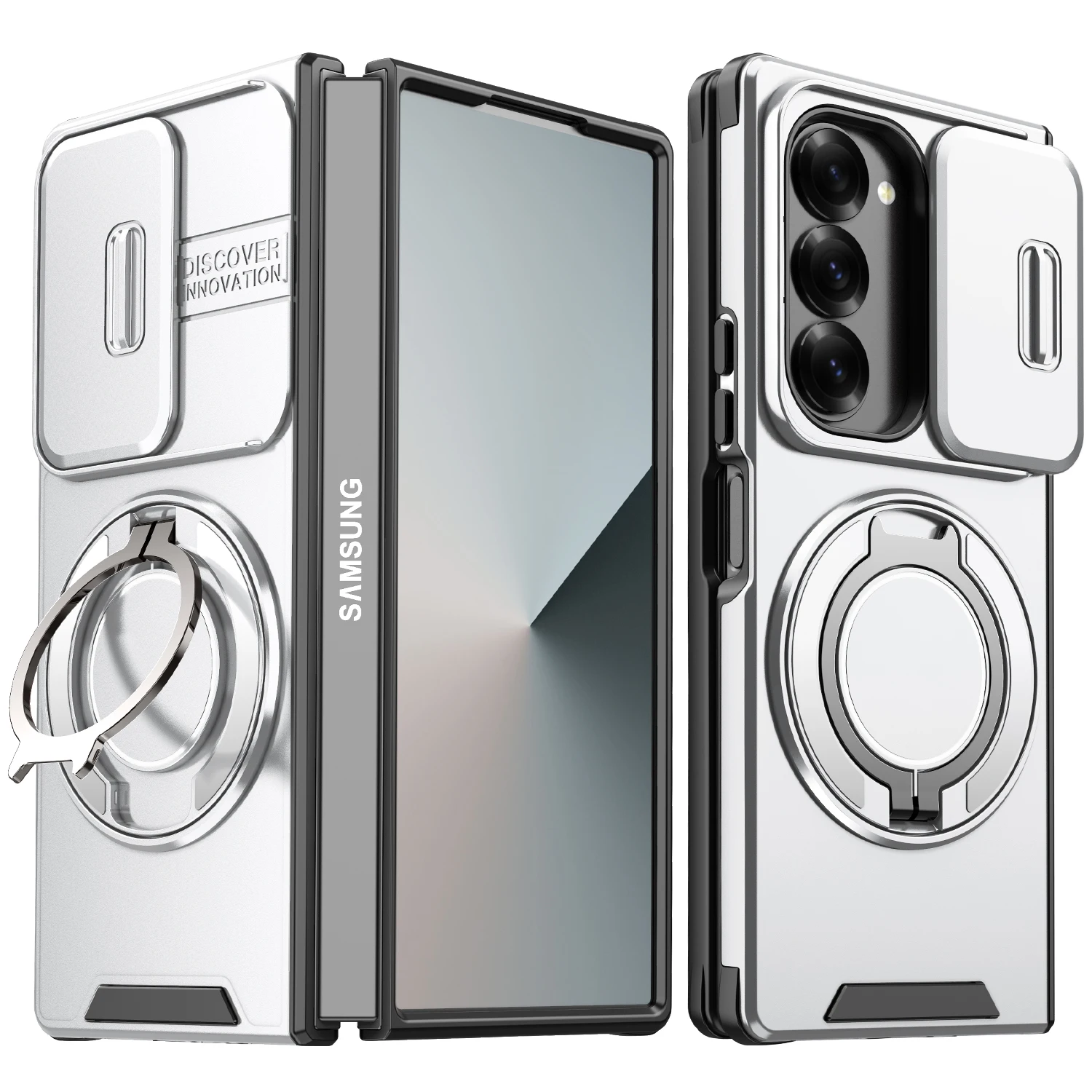 Premium Armor Case with Slide Lens Protection and Magnetic Ring Holder
