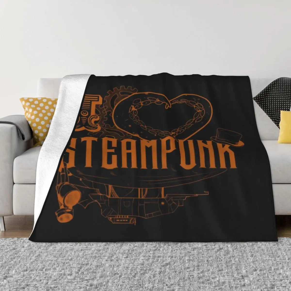 

I Love STEAMPUNK! Soft Micro Fleece Blanket Customizable Warm Suitable For Sofa AntiPilling