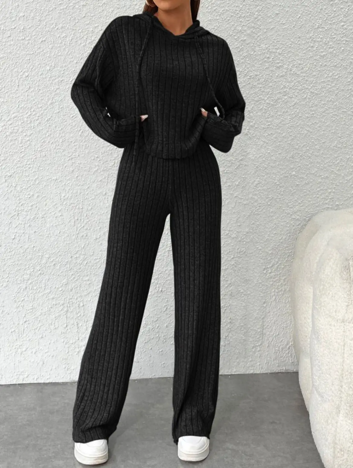 Solid Color 2 Piece Sets Women Outfit Hooded Top And High Waist Long Pant Sets Fashion Slim Ladies Suits 2023 Autumn Winter New