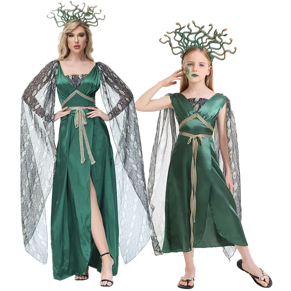 

Halloween Stage Performance Greece Mythology Medusa Goddess Cosplay Costume Purim Ancient Greek Myth Snake Witch Parent-Child Dr