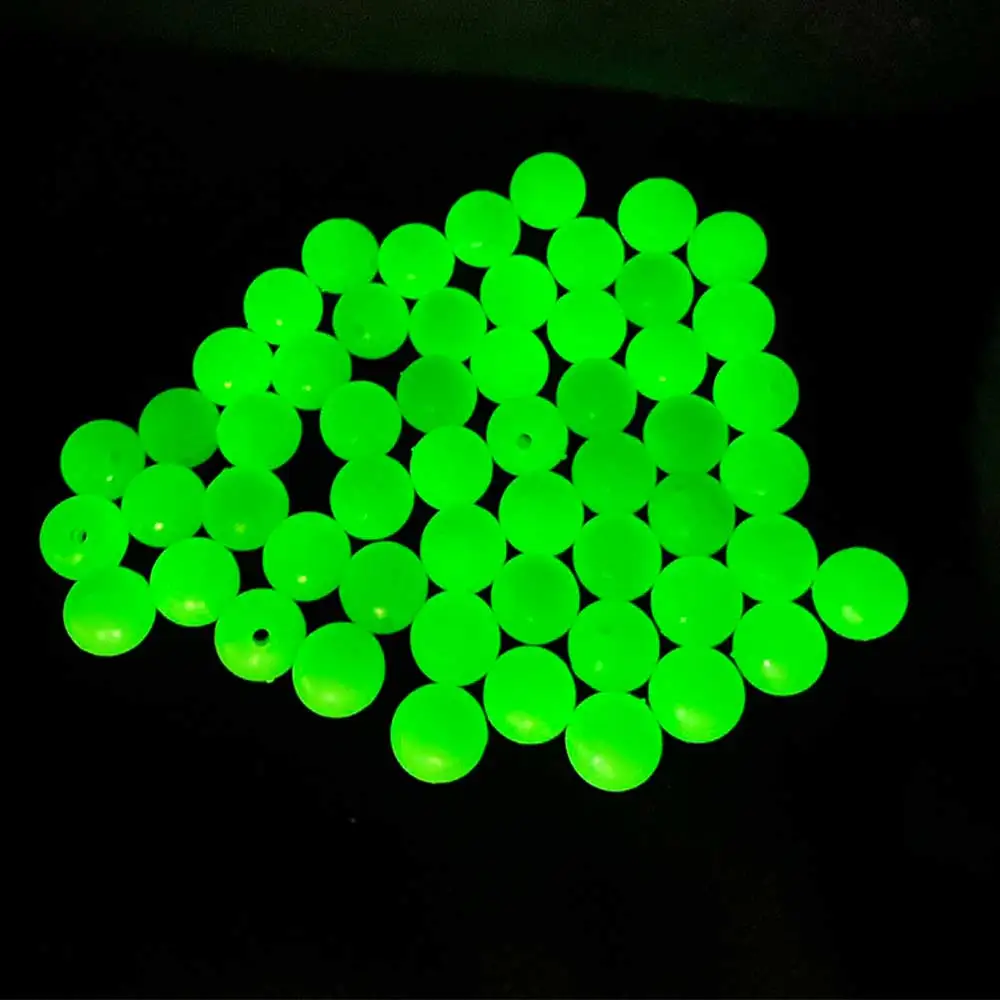 100pcs/Lot Luminous Beads 4mm-10mm Fishing Space Beans Round Float Balls  Light Glowing for Outdoor Fishing Accessories Set