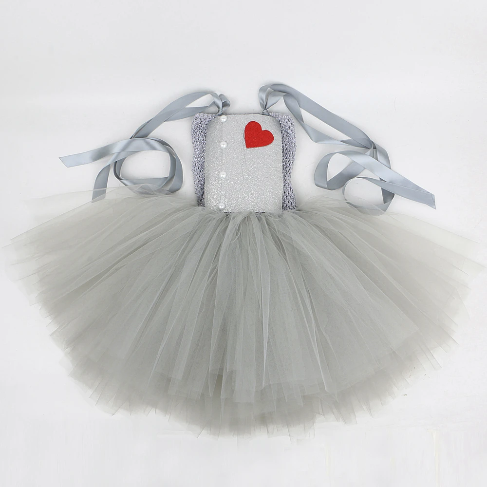 Gray Tin Man Halloween Costumes for Girls Scarecrow Tutu Dress for Kids Birthday Party Outfit Children Storybook Fancy Clothes