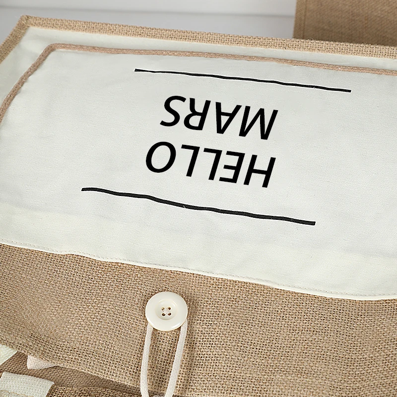 DINYAO Jute Cotton Fabric Splicing Handbags Fashion Eco-Friendly Shopping Bags Large Capacity Simple Printed Letter Tote bag 5