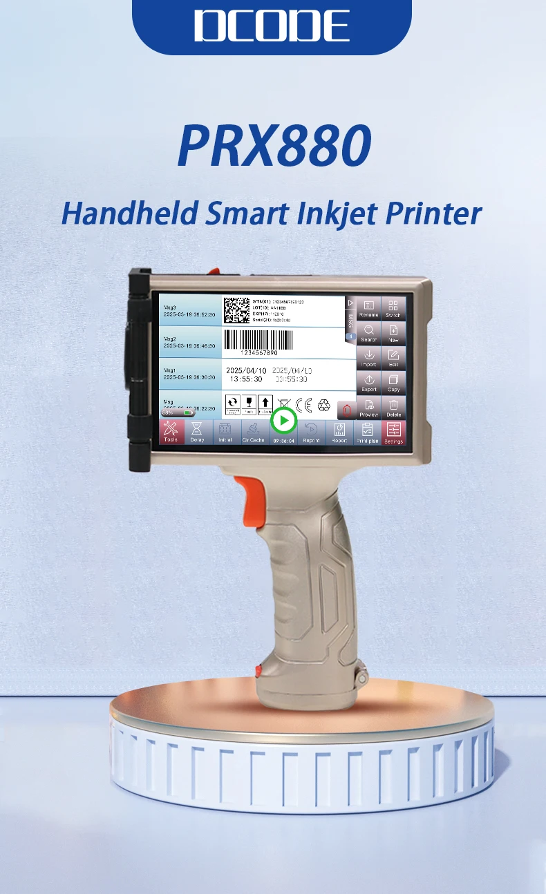 PRX880 1200PDI Industrial Handheld Inkjet Printer with 6.5 Inch Touch Screen for