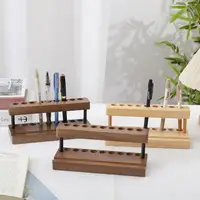 Walnut Wood Pen Holder With 9 Slots Multifunction Desk Organizer Phone Stand Display Case Storage Stand Office Decor 4