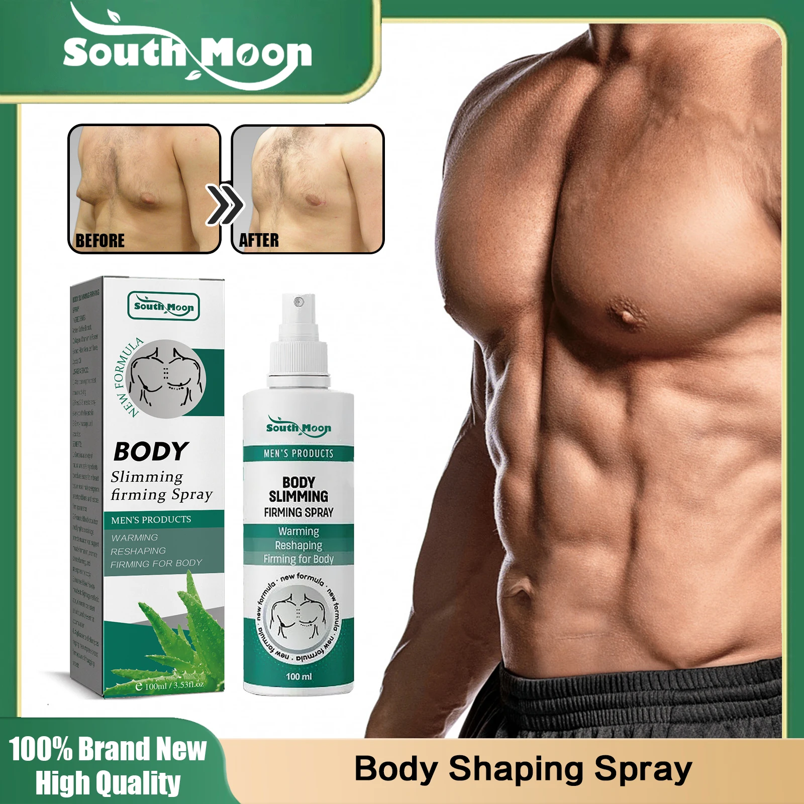 

Body Shaping Spray for Men Anti Cellulite Tummy Fat Reduction Strengthen Abdominal Muscle Tighten Chest Muscle Fat Burning Spray