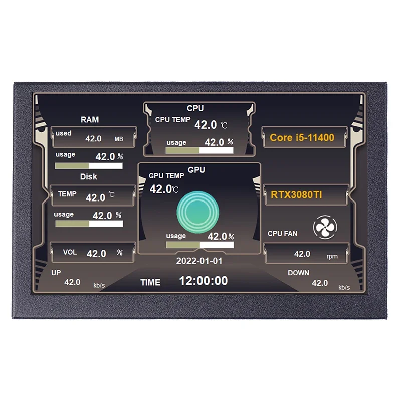 5 Inch IPS Type-C Secondary Screen Computer LCD Monitor Display USB Dynamic Sub-Screen Support Vertical Freely AIDA64 computer lcd monitor