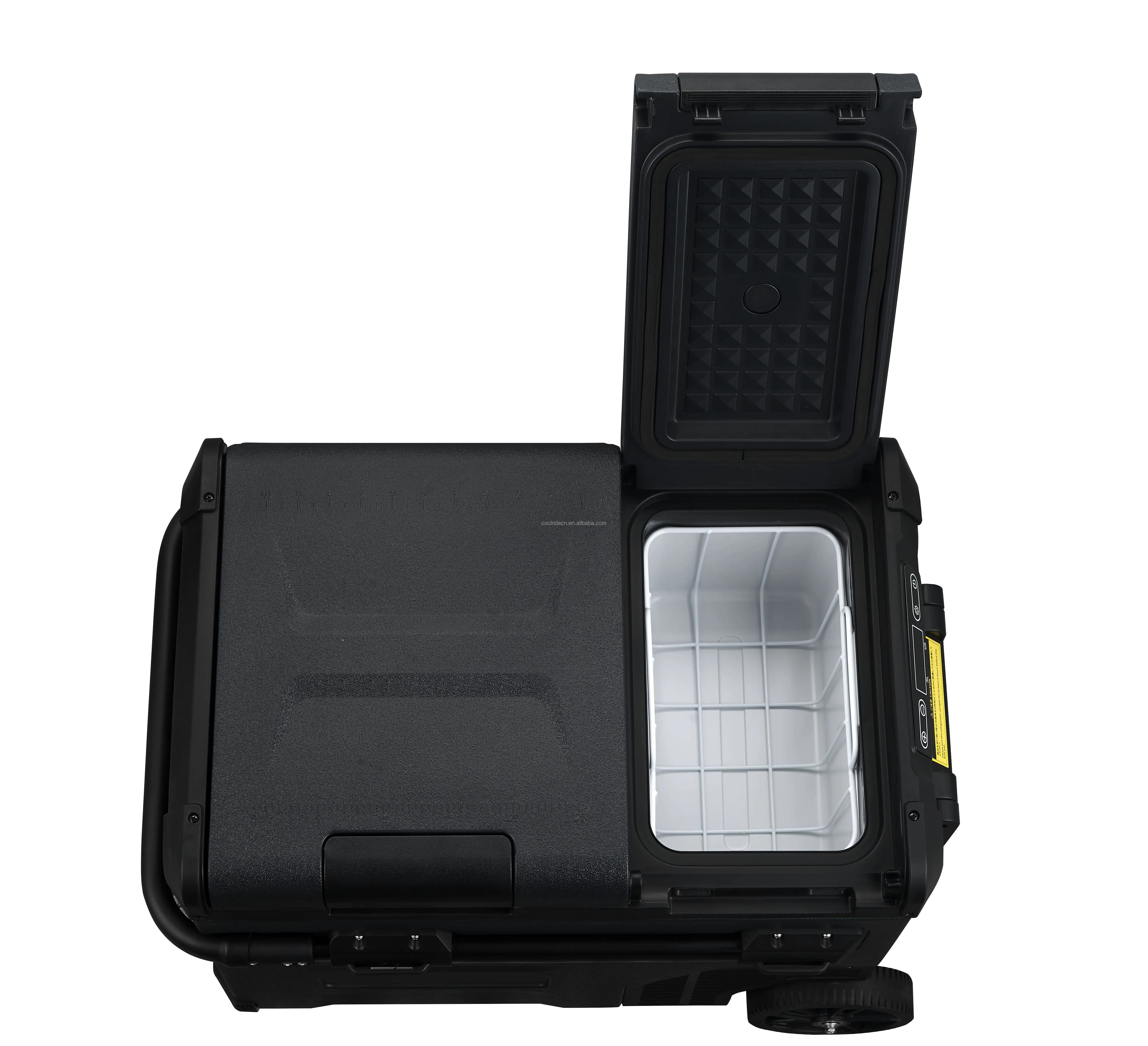 Built-in Batteries 55L Dual-zone Portable Fridge Eurotech Compressor 12V/24V With Trolley And Wheels