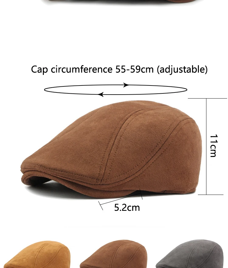 Mode Berets Männer Frauen Frühling Herbst Wildleder Hüte Fischgräten Flache Kappe Klassische Künstler Maler Hut Männlich Weiblich Baskenmütze Kappe Gorras – Detail 3