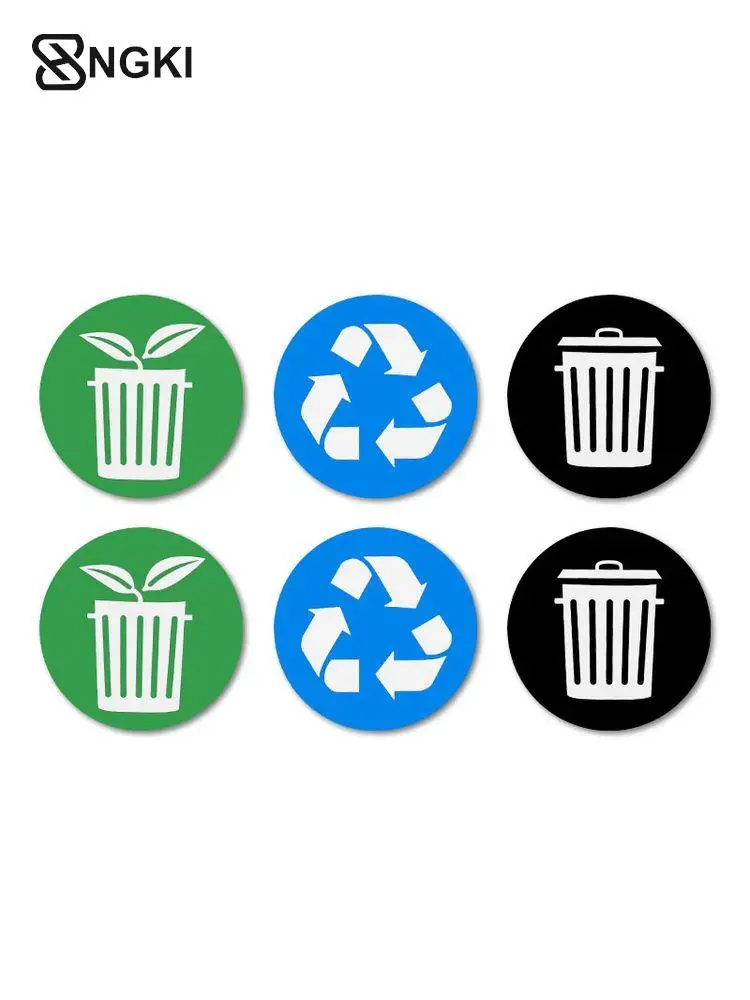 12pcsDiameter10CMPVCRecycleTrashBinStickerVinylStickersDecals