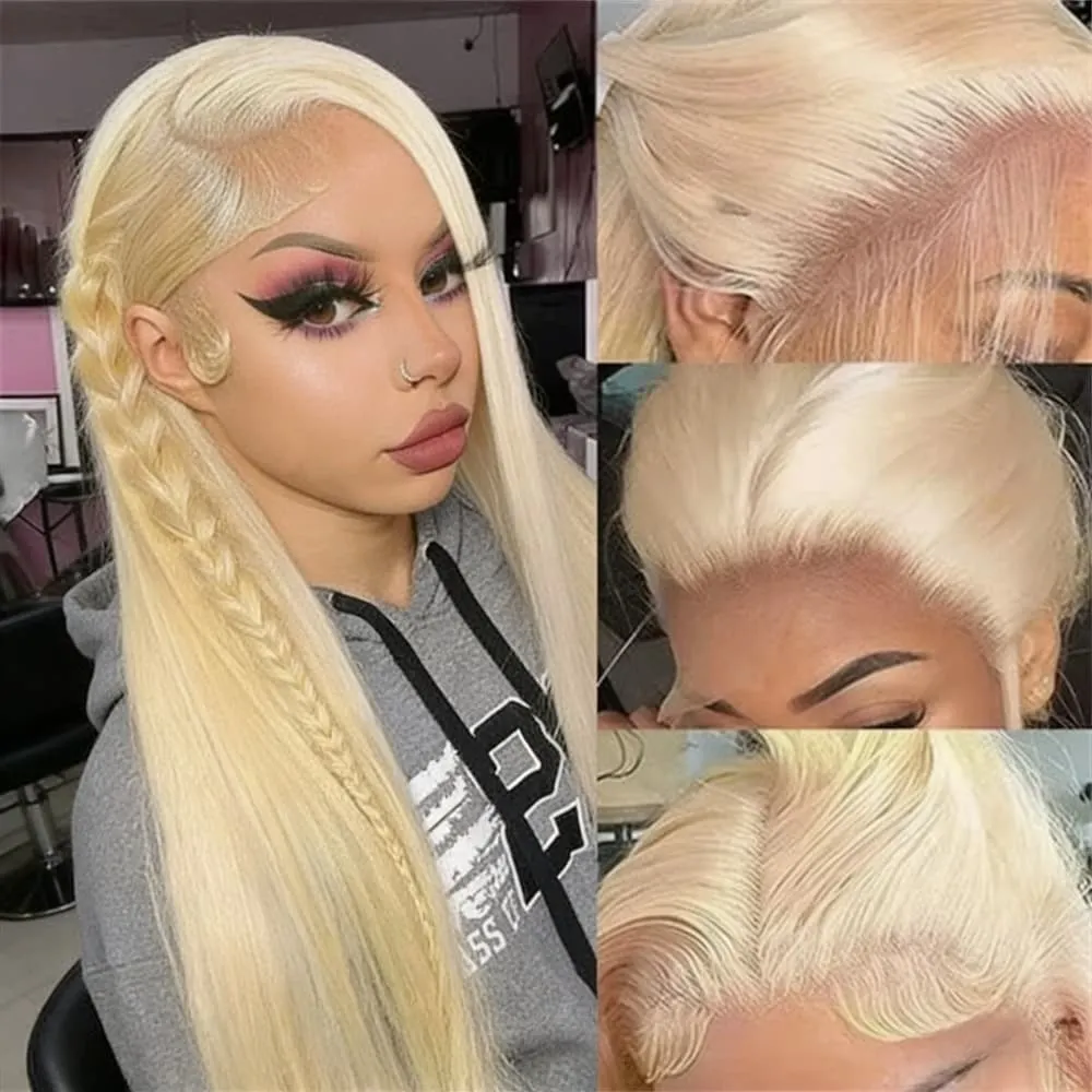 613 Blonde Straight Wig Lace Front Wigs Human Hair for Women with Baby Hair 200 Density Wigs 13x4 Hd Lace Front Wigs Human Hair 3