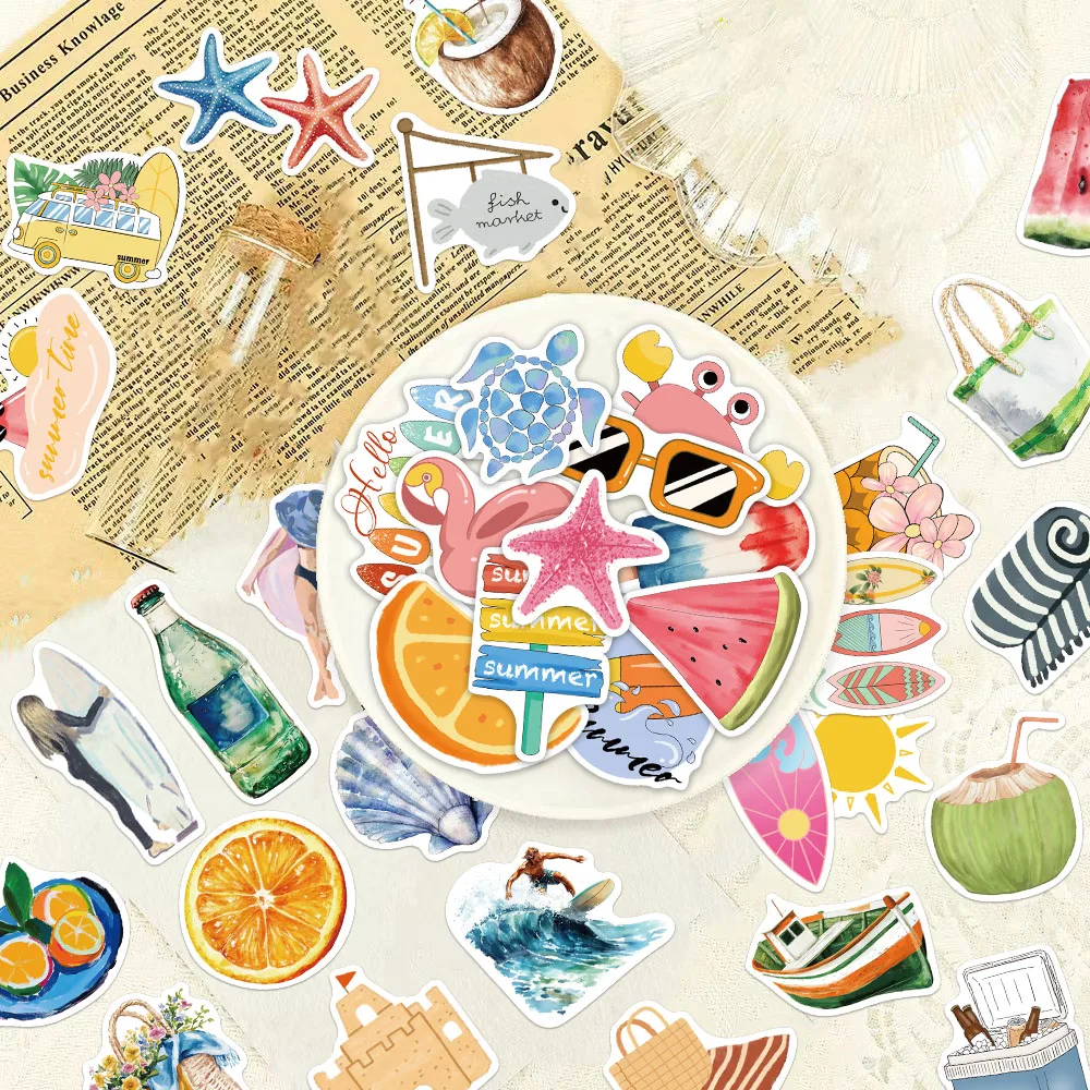 100개 크리에이티브 여름 캐릭터 스티커 DIY 개인 맞춤 계정 장식 재료 스티커