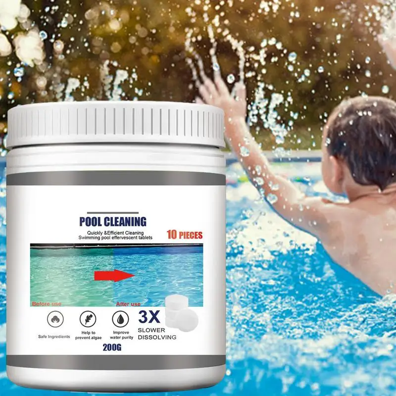Pool Chlorine Tablets Pool Cleaning Tablets 10PCS Pool Tablets Chlorine Tabs Advanced Swimming Agent Water Cleaning Supplies Fast-Acting solution