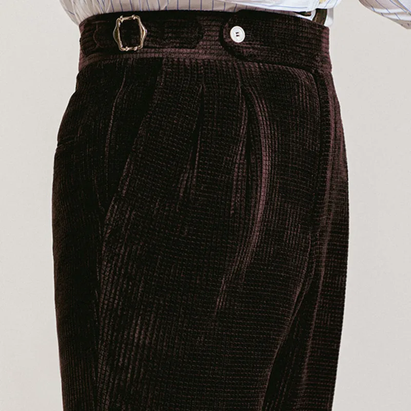 

2023 High Quality Corduroy Trousers Pant For Men High Waist Office Dress Trouser Italian Busines Pant Pantalon Para Hombres