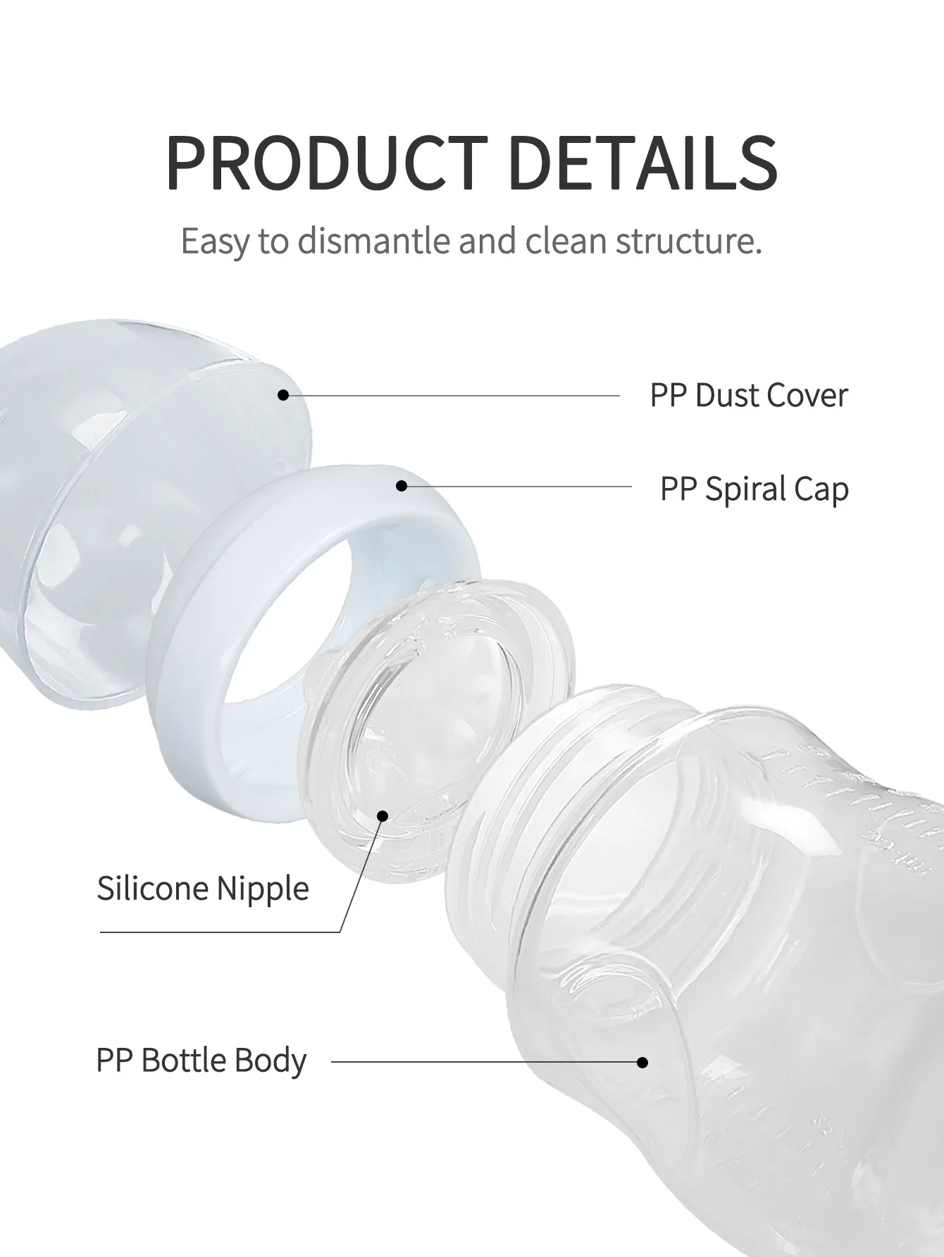Newborn Baby Bottle PP 125ml 150ml Anti-Flatulence Wide-Caliber Plastic Milk Bottle Shatter-Resistant Bottle Set 260ml 330ml 5