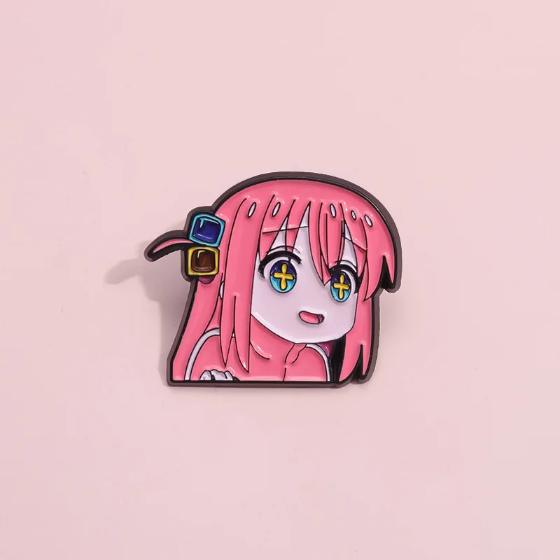 Cute Pink Anime Character Enamel Pin - Trendy Personalized Decorative Brooch