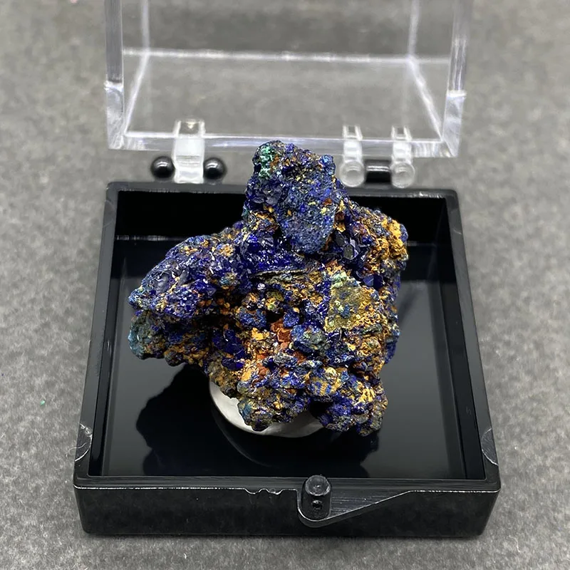 100% natural azurite and malachite symbiotic raw stone mineral specimen healing crystal gem collection+ Box size:35*35*35mm