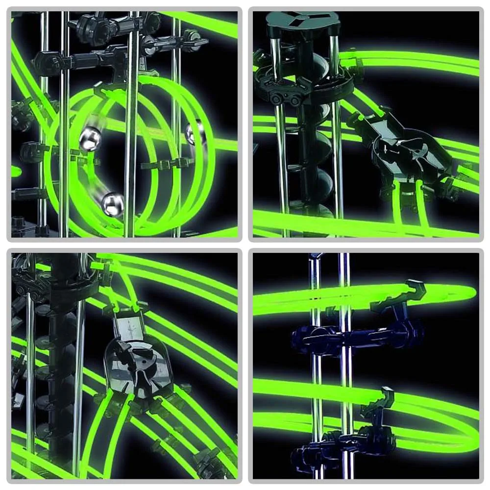 Marble Run for Adults 343PCS Luminous Roller Coaster Marble Run Ball Set Level 3 Electric Elevator Model Education Science Toys