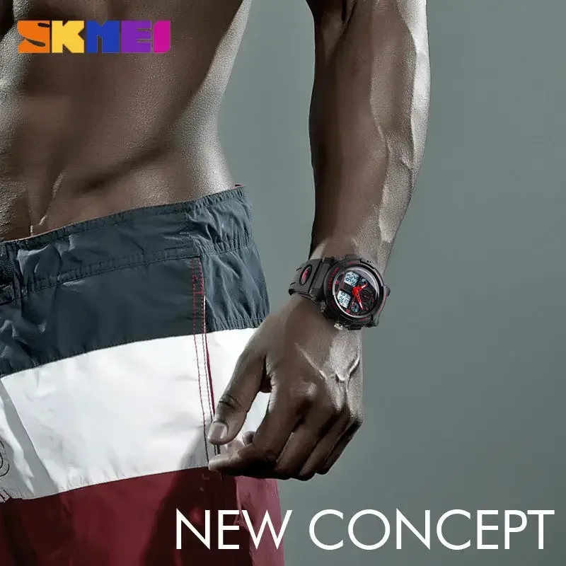 SKMEI Sports Watch Men Digital Double Time Chronograph Watches 50M Watwrproof Week Display Wristwatches Relogio Masculino 1270