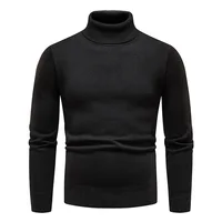 Mens Autumn Winter Turtleneck Sweater Mens Casual Slim Solid Thicken Fleece Warm Knitted Pullover Street Versatile Knitwear 4XL 1