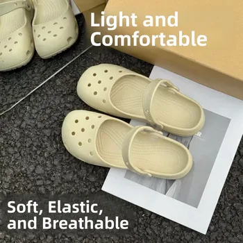 New Ballet Style Flat Bottom Sandals Women's Casual Slip-On Beach Shoes Anti-Slip Nurse Thong Slippers Comfortable EVA Material 1