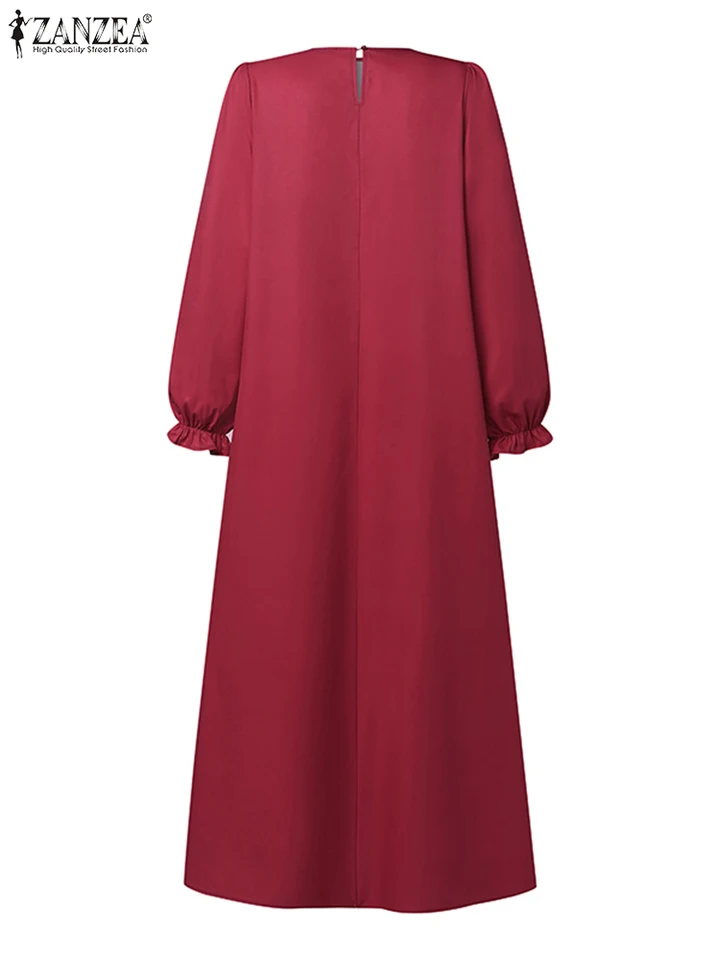 chinese dress ladies Women Chiffon Muslim Dress Middle East Arabian Robe Islamic Floral Printed  Abaya Long Sleeve Crewneck Flowy Ramadan Festival Maxi Robe Moroccan Kaftan  Dresses Wedding Blue M at Amazon Women's Clothing store main image 0