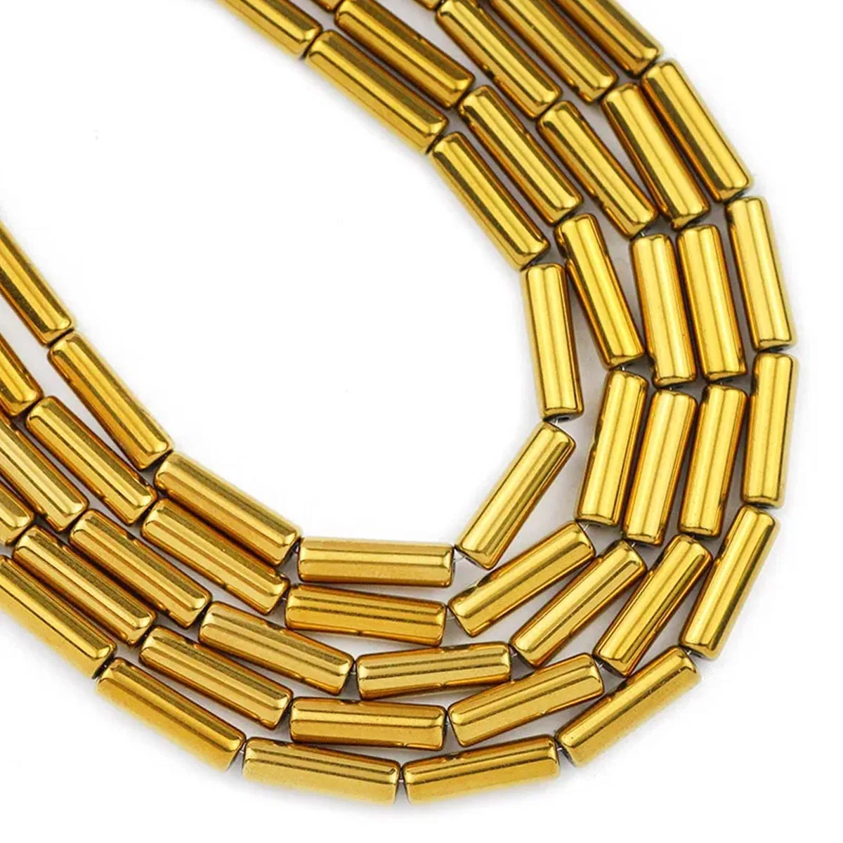 Rose Gold Plated Lava Stone Cylinder Beads