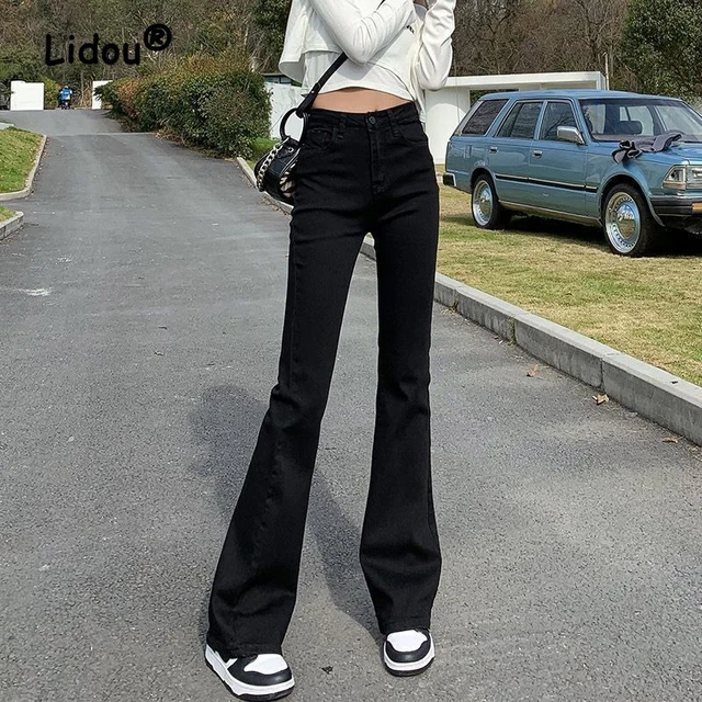 Black Fashion All-match Multiple Pockets Button Jeans Women Classic High  Waisted Slim Zipper Casual Solid Color Lady Full Length - AliExpress