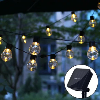 LED 글로브 솔라 페어리 스트링 조명, 크리스마스 화환, 거리 웨딩 전구, 파티, 휴일 정원 파티오, 야외 램프, 5 m, 7 m, 11m