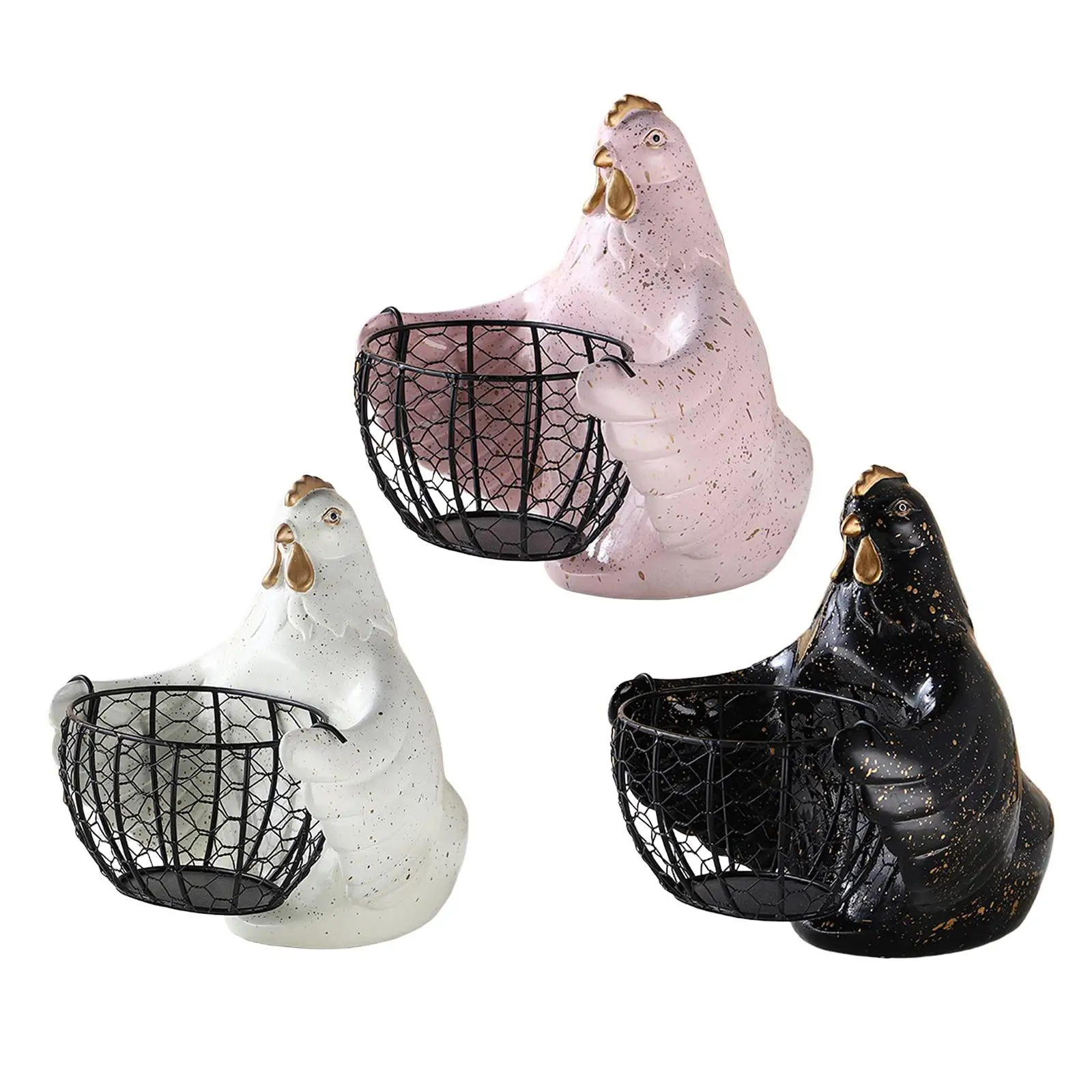 Iron Wire Baskets Hen Ornament Decoration Egg Holder for Farmhouse Desktop