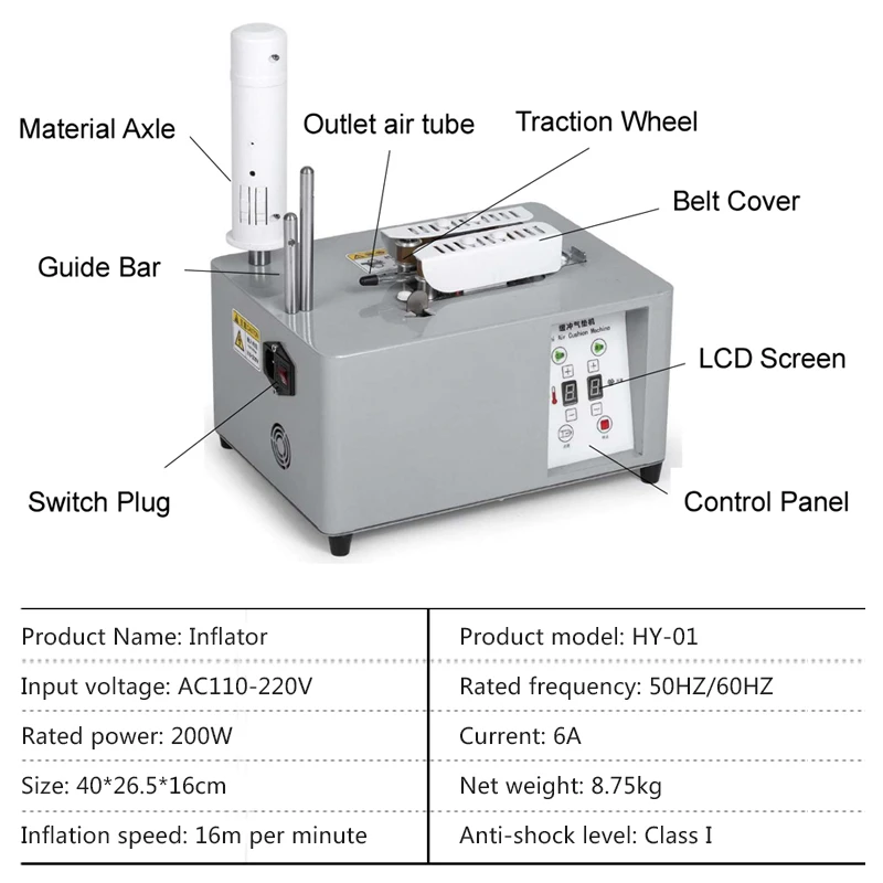 110V/220V 200W Bubble Bag Machine Inflator Automatic Filling Air Pillow Bag er Air Cushion Machine High Speed 16m/min