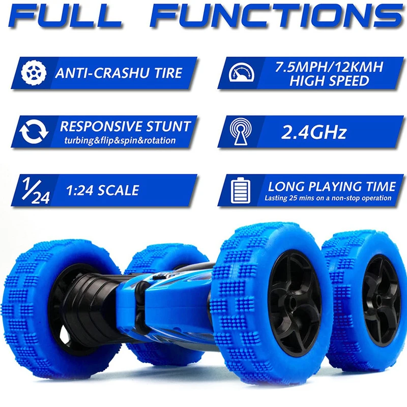 Rc Stunt Cars Children’S Double Sided Flip Remote Control Car 2.4g High Speed 360° Rotation Drift Auto Toys Gifts For Boys Girls 4