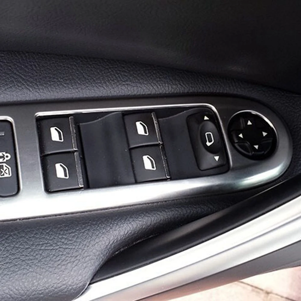

Car Silver Door Window Lift Switch Armrest Cover Switch Button Panel Trim Stickers for Citroen C5 for Peugeot 508