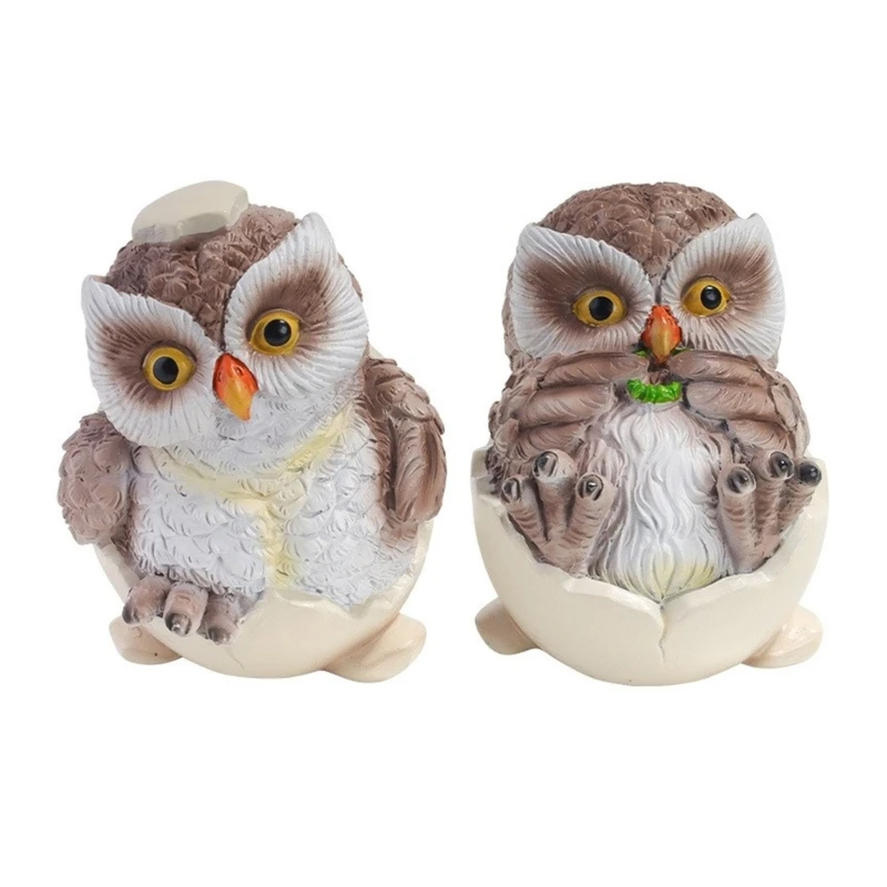 

2pcs Sculptures Resin Eggshell Baby Owl Decor Great for Home Decorations